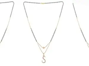Gold Plated Traditional Black Bead Single Line American Diamond Pendant Jewellary set for Women(Combo) Pack of 3MCNC-52-1-33-/