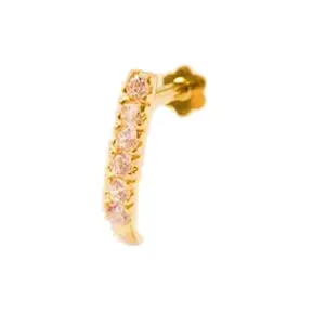 Generic Gold Plated Saniya 5 Diamond Stone Nose Pin With South Screw for Pierced Nose