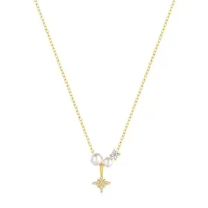 Hot And Bold 925 Sterling Silver Pearl Necklace for Women – Dainty Pendant Chain with AAAAA Zirconia, Anti-Tarnish