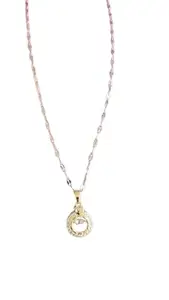 Elegant Gold-Plated Crystal Pendant Necklace with Circle Design, Twisted Chain
