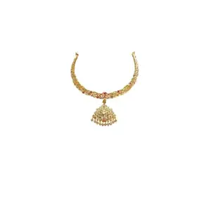 IA-1624 Chain with Traditional stone pendant - Pack of 1|Gold Plated Fashion Jewellery Traditional Covering Long Chain with Multicolor AD stone Dollar for Women & GirlsTraditional