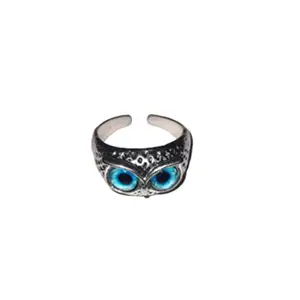 Zaprics Trading Blue Eyes Owl Adjustable Ring | Vintage Rings For Men And Women | Ring Jewelry Fingers Accessories | Anniversary Gift,Birthday Gift