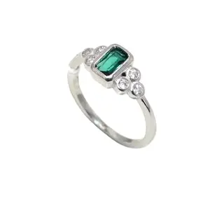 Rajasthan Gems Ring Band 925 Sterling Silver Green Cubic Zirconia CZ Zircon Stone Women Handmade Gift j545 (12)