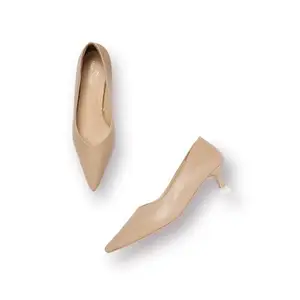 Marc Loire Women’s Kitten Heel Pump Shoes for Formal and Office Wear (Beige, UK Footwear Size System, Adult, Women, Numeric, Medium, 7)