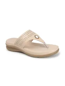 Carlton London Women Cream Comfortable Thong Sandal for Casual Wear, Party and Formal Wear with Platform Heels (37)