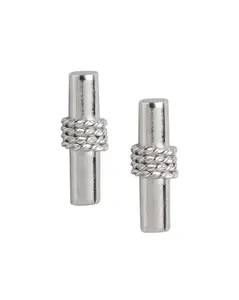 VANBELLE 925 Sterling Silver Rhodium Plated Textured Bar Stud Earring