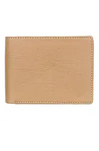 CREATIC KRAFT Faux Leather Plain Album Wallet for Men, Color: Beige