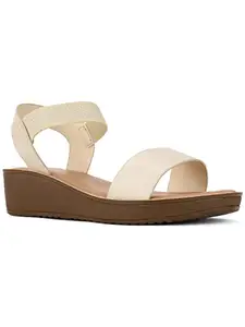 Bata Women's Wedge Heel Sandal - Beige (6 UK) (6618806)