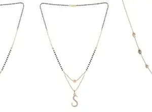 Gold Plated Traditional Black Bead Single Line American Diamond Pendant Jewellary set for Women(Combo) Pack of 3MCNC-51-1-36-/