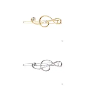 CALANDIS™ 4Pack Simple Hairpin Clip Alloy Music Note Hair Snap Clamp Hair Styling | Womens Accessories