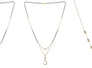 Gold Plated Traditional Black Bead Single Line American Diamond Pendant Mangalsutra for Women(Combo) Pack of 3 MS-33-1-34