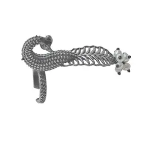 Fuschianet Accessories Peacock Oxidized Adjustable Brass Ring for Women and Girls