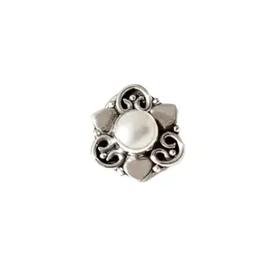 JSAJ NOSE PIN STONE WIRE NOSE PIN 925 STERLING SILVER NOSE PIN FOR GIRLS AND WOMENS BIG NOSE PIN (Pearl 7354)