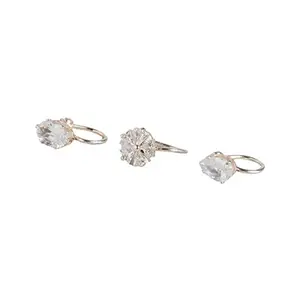 ACCESSHER Pack Of 3 Rose Gold Plated Studded With White American Diamond Zircon AD Nose Pins