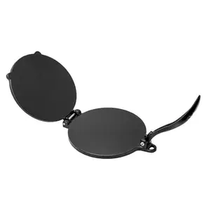 DAHomes Heavy Duty Aluminum Double-Sided Round Roti Maker, Black Non-Stick Chapati and Puri Press, Manual Kitchen Tool