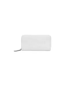 GUESS White Solid Haddington Medium Zip Around Wallet