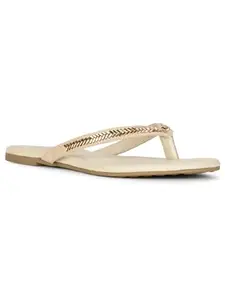 Bata Women's LESLEY FLAT THONG (5718857_BEIGE_7 UK)