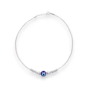 TARAASH 925 Sterling Silver Evil Eye Beaded Anklet For Women