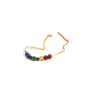 Arka Surya Crystals Seven Chakra Crystals Rakhi for Harmonize Your Energy and Strengthen Bonds (ASC_Silver_ Damru)