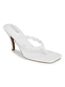 TRUFFLE COLLECTION Women's ST-1296 White PU Fashion Sandals - UK 8