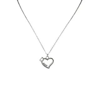 ACCESSHER Classy Silver Tone American Diamond Pendant With Adjustable Silver Tone Neckain And Matching Earrings Set For Women And Girls, For Special Occasions (Heart)