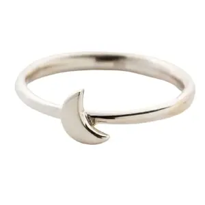 SOUMI JEWEL Solid Crescent Moon Ring White Rhodium Plated Girls And Women
