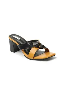 Elle Women Sandal, Mustard-Black, UK-7