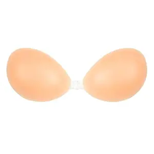 JOICE IMPEX Adhesive Bra Reusable Strapless Self Silicone Push-up Invisible Sticky Bras for Backless & Off Shoulder Dress Beige (B)