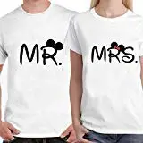 DreamBag LIMIT Fashion Store - MR. MRS. Unisex Love Couple T- Shirt, Men-XXL/Women-L (White)