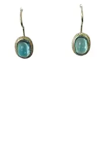 Rajasthan Gems Dangle Earrings Blue Topaz Women's Silver Solid 925 Gemstone Handmade D591