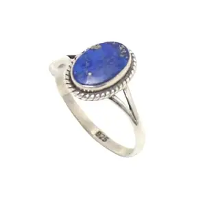 Rajasthan Gems Ring 925 Sterling Silver Natural Lapis Lazuli Gem Stone Women Handmade Gift G889