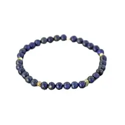 LKBEADS Natural High Quality Lapis Lazuli Genuine Gemstone rondelle 6mm smooth 7inch Beads Stretchble bracelet crystal healing energy stone bracelet for Women & Men Adjustable Size | Stretch-LK-00709