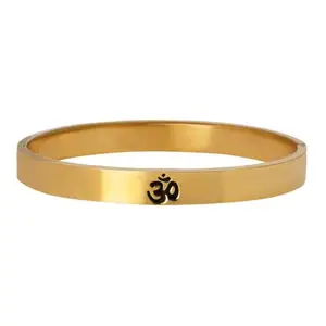STYLE KRAFT-Jewellery Gold OM Bracelet Kada | Om Kada for,Men Women Bracelets | Anti-tarnish Golden Bracelet, Adjustable Bracelet for him/her Stylish Fancy Kada Bangle