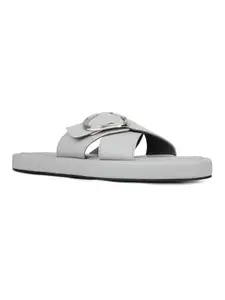 Inc.5 Womens Grey Solid Open Toe Casual Slip-On Flats