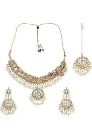 Copper & Gold Plated Traditional Designer Jade Fashion Jewellery Stone Golden Necklace for Women,Traditional jewel set dress palace 155149