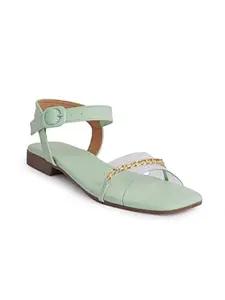 Walkfree Women Casual Sandals, Ideal for Women (AM-6261-Green-36)