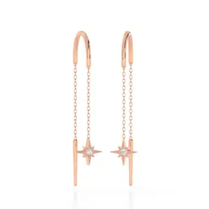 Perrian earrings feature 14K Rose gold and natural diamonds | Sui Dhaga Earring | SI-GH Clarity