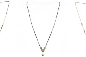 Gold Plated Traditional Black Bead Single Line American Diamond Pendant Jewellary set for Women(Combo) Pack of 3MCN-1-2-36-/