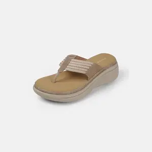 Mochi Women's Beige Open Casual - Slippers with Flat sole UK/7 EU/40(44-216)
