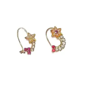 Maharashtrian Designer Golden Clip-on without Piercing Nose Pin and with piercing Nath for Women & Girls 809