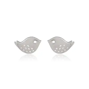 Nemichand Jewels 925 Sterling Silver Bird Stud Earrings for Women & Girls
