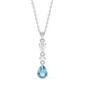Clara 925 Sterling Silver Pear Solitaire Pendant Chain Necklace | Rhodium Plated, Swiss Zirconia | Gift for Women and Girls