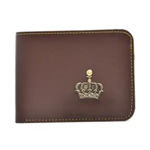 YOUR GIFT STUDIO Faux Leather Men's Wallet with Kings Crown Charm (Brown)