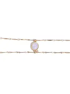OOMPH Jewellery Gold Tone Shimmer Opal Crystal Fashion Necklace for Women & Girls (NSSK33R1) - Gold, White