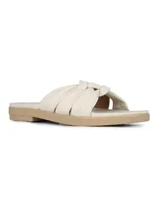 Inc.5 Womens Cream Party Wear Open Toe Solid Flats