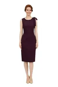 anvida Women’s One-Shoulder Bow Sheath Midi Dress – Sleeveless Stretch Pencil Bodycon Formal Office Cocktail