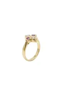 Panchaloha Ring for Women, Men and Kids, Traditional Impon Ring with Ruby and Diamond Stones, Gold Finish