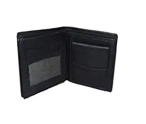 saanvishubh Wallets for Men Genuine Leather - Black