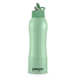 PEXPO Belly ISI Certified Stainless Steel Water Bottle with Straw Lid Sipper Cap, 1000 ML | Sea Green | Single Wall Fridge Bottle| Easy Grip | Bottles for Home, Office, Gym, School, Yoga & Trek