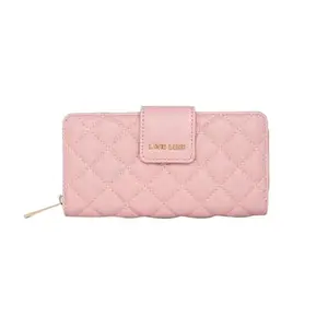 Lavie Zipper Diamond PU Women's Casual Wear Wallet (Pink, Large)